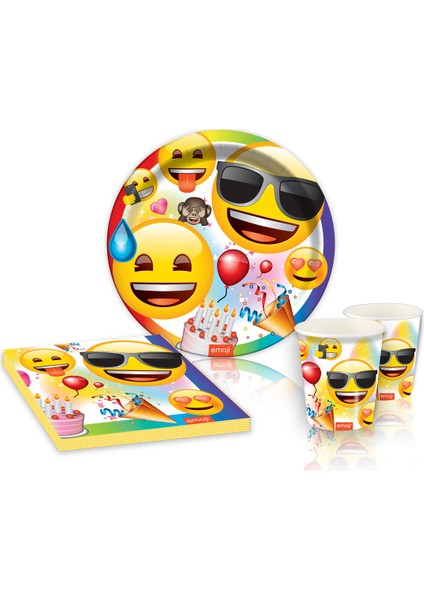 Karton Tabak Emoji Parti 23cm 8li