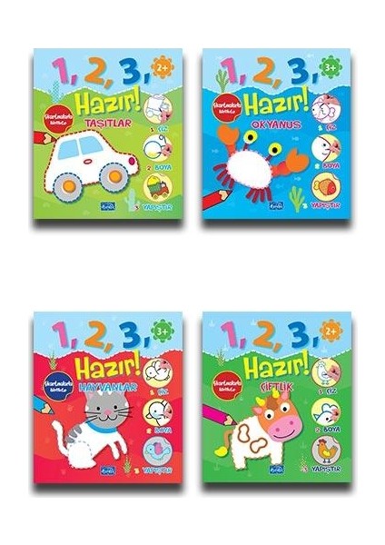 Çiz, Boya, Yapıştır Seti - 4 Kitap