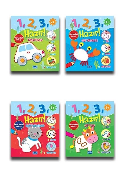 Çiz, Boya, Yapıştır Seti - 4 Kitap