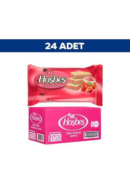 Hoşbeş Çilekli Gofret 40 gr x 24'lü