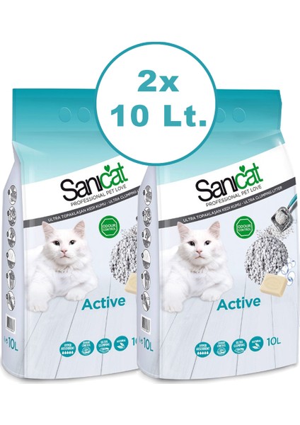 Active Topaklaşan Marsilya Sabunu Kokulu İnce Kedi Kumu 2 x 10 Lt