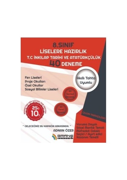 Branş Akademi 2019 Lgs T.C. İnkılap Tarihi Ve Atatürkçülük 40 Deneme - Adnan Özer