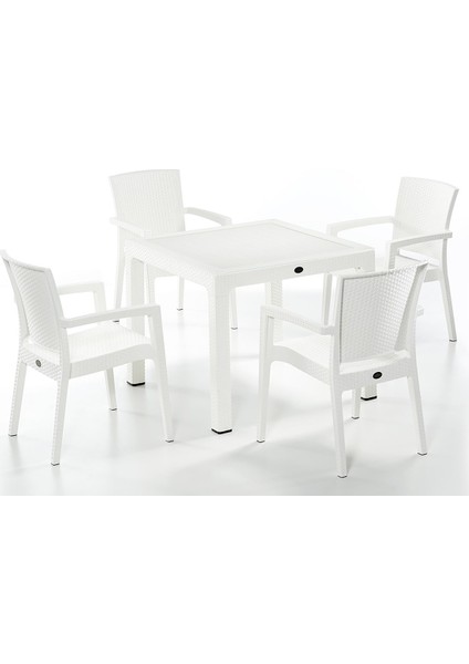 90x90 Camlı Rattan Masa Beyaz fiyatları