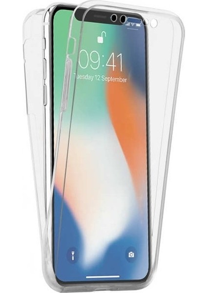 Apple iPhone XS Kılıf Ön Arka Şeffaf Silikon Koruma Şeffaf