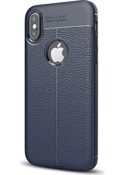 Apple iPhone XS Max Kılıf Niss Silikon Deri Görünümlü Ultra Koruma Lacivert