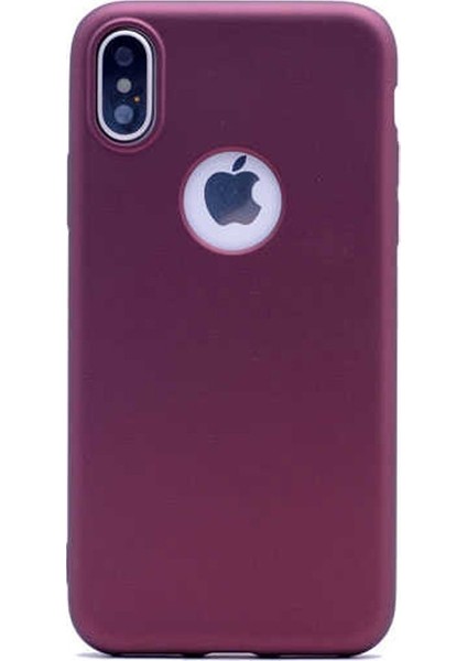Apple iPhone XS Kılıf Premier Esnek Lüx Silikon Mürdüm