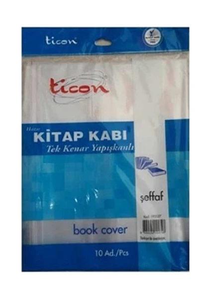 Ticon Tek Kenarı Yapışkanlı Hazır Kitap Kabı 10'Lu Şeffaf