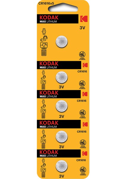 CR1616 Lityum Para Pil - 5'li Paket
