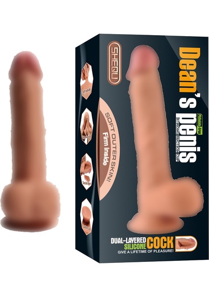 Dean 22 cm Realistik Vibratör Gerçekci Penis Vantuzlu Kalın Dildo