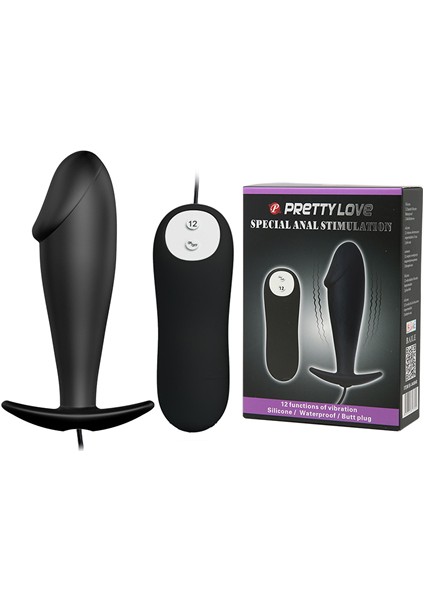 Pretty Love 12 Titreşimli Kumandalı Vibratör Zenci Penis Anal Plug Stimülatör