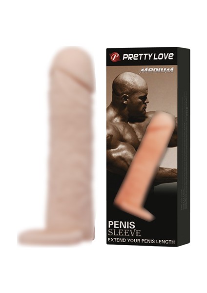 Pretty Love 5 cm Dolgulu Realistik Uzatmalı Penis Kılıfı Dildo Ten Rengi Penis