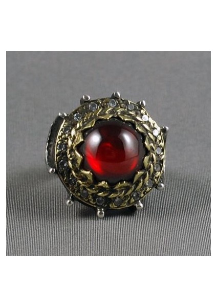 Lal Ve Zirkon Taşlı Otantik Gümüş Yüzük 226 modelleri