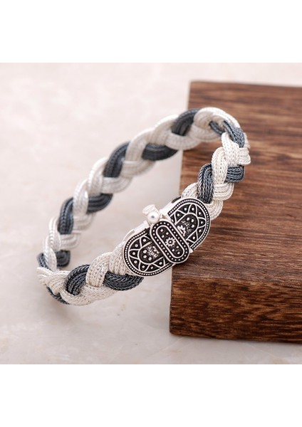 Midyat Hasırı El Yapımı Gümüş Bileklik 2327
