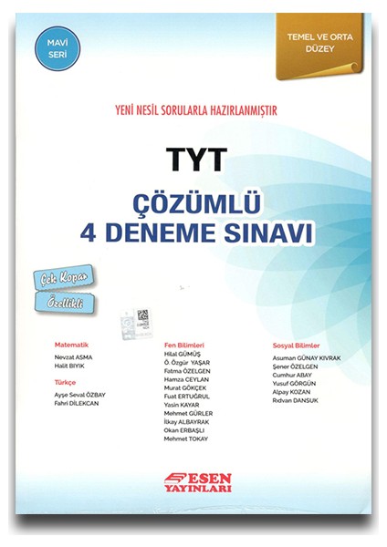 TYT Çözümlü 4 Deneme Sınavı Mavi Seri