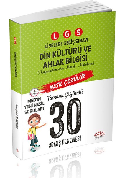 Editör Yayınları 8. Sınıf LGS Din Kültürü ve Ahlak Bilgisi Tamamı Çözümlü 30 Deneme Sınavı