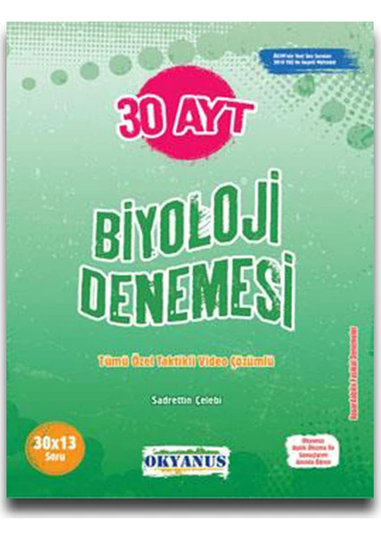 Okyanus Yayınları AYT 30 Biyoloji Denemesi