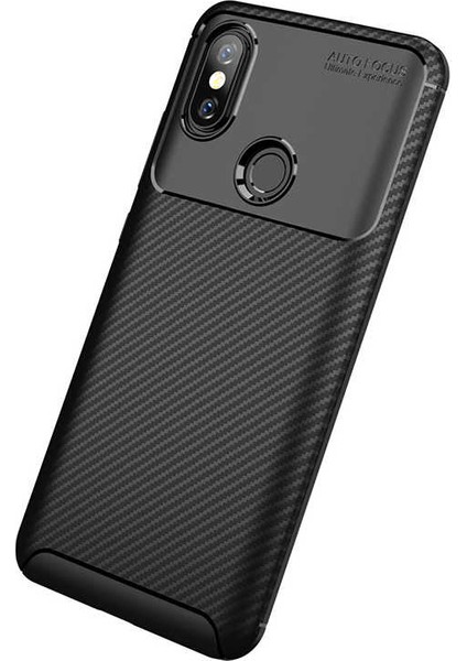 Xiaomi Redmi Note 5 Pro Kılıf Rugged Armor Karbon Desenli Lüx Negro Silikon Arka Kapak Siyah