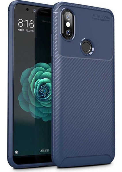 Xiaomi Redmi Note 5 Pro Kılıf Karbon Desenli Sert Silikon Arka Kapak - Negro - Lacivert