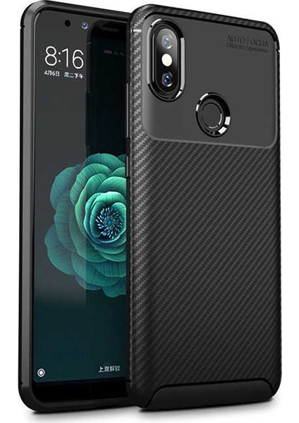 Xiaomi Mİ 6X Kılıf Karbon Desenli Sert Silikon Arka Kapak - Negro - Siyah