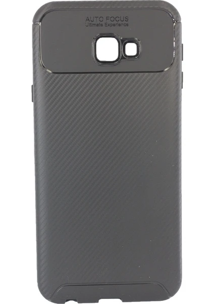 Case 4U J4 Plus Uyumlu Kılıf Rugged Armor Karbon Desenli Lüx Negro Silikon Arka Kapak Siyah