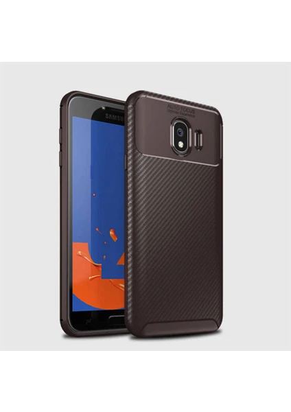 Case 4U J4 Uyumlu Kılıf Rugged Armor Karbon Desenli Lüx Negro Silikon Arka Kapak Kahverengi