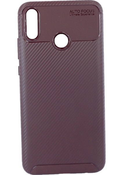 Huawei Honor 8X Kılıf Rugged Armor Karbon Desenli Lüx Negro Silikon Arka Kapak Kahverengi