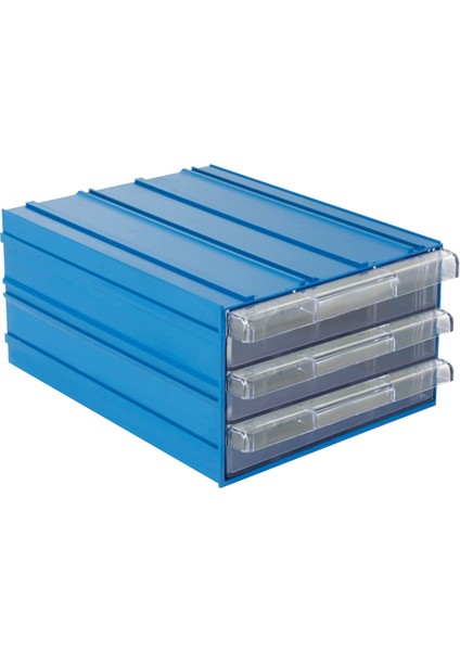 Set 513 Mavi Şeffaf Plastik Çekmeceli Kutu