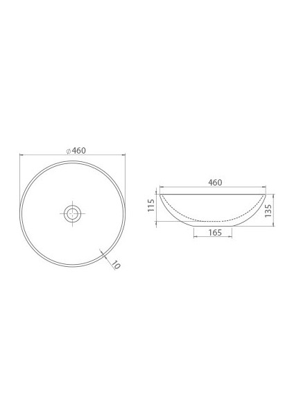 Zero 46 Cm Tezgah Üstü Lavabo