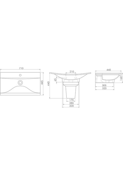 Bella 70 Cm Tezgah Üstü Lavabo