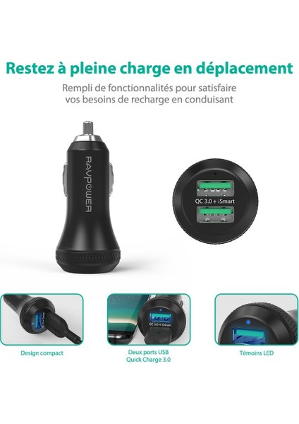 iSmart 2 Teknolojisi Quick Charge 3.0 Araç Şarjı fiyatları