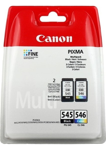 PG-545BK+ CL-546 Kartuş (2'li Paket) (MG2450-MG2550)