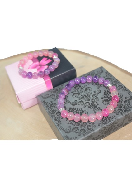 Pembe Ve Mor Akik Anne-Çocuk Bileklik Doğaltaş Bileklik Rdeblk014 fiyatları