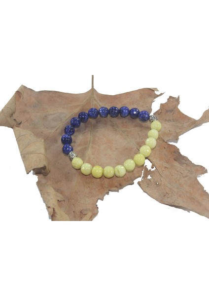 Lapis Ve Sarı Obsidyen Doğal Taş Bay Bayan Bileklik Rde33006