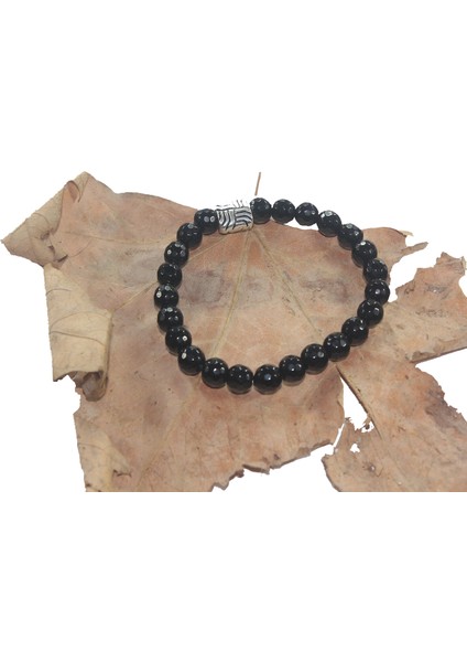 Faset Siyah Oniks Doğal Taş Bay Bileklik Rde330036