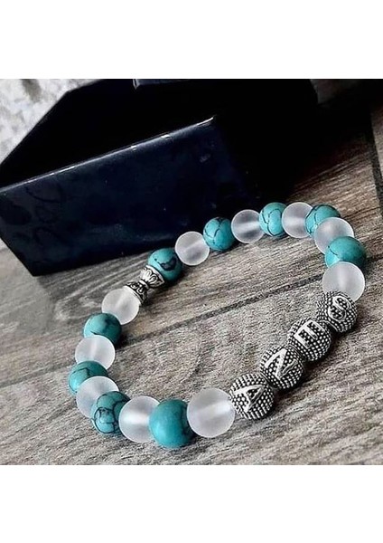 Kişiye Özel 8 Mm Firuze Ve Ay Taşı Bileklik Rde330087