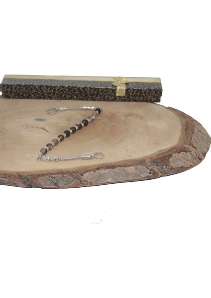 8 Mm Damarlı Akik Zaza Tesbih Ay Yıldız Uçlu Zaza Tespih Rdt2398