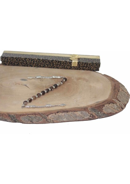 8 Mm Damarlı Akik Zaza Tesbih Karo Uçlu Zaza Tespih Rdt2401