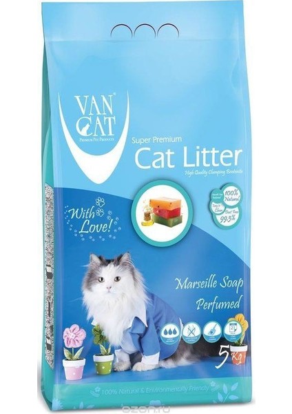 Vancat Marsılya Sabunlu Bentonit Kedi Kumu Kalın Taneli 5 Kg