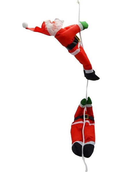 İpe Asılı Tırmanan Noel Baba Tavan Süsü_İkili_12cm