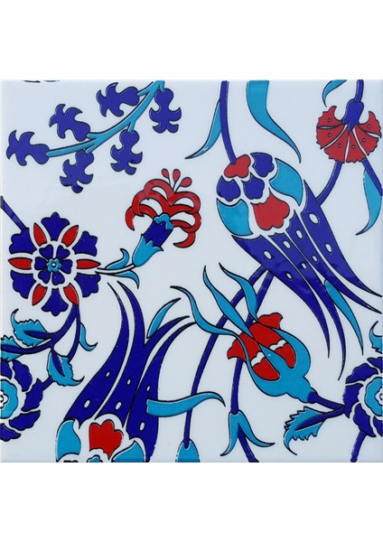 20x20 Cm SP 105 Lale Çiçek Desen Kütahya İznik Çini Karo