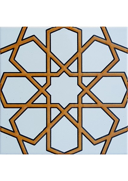 20x20 Cm SP 89-v Sarı Beyaz Türkmen Yıldızı Çini Karo