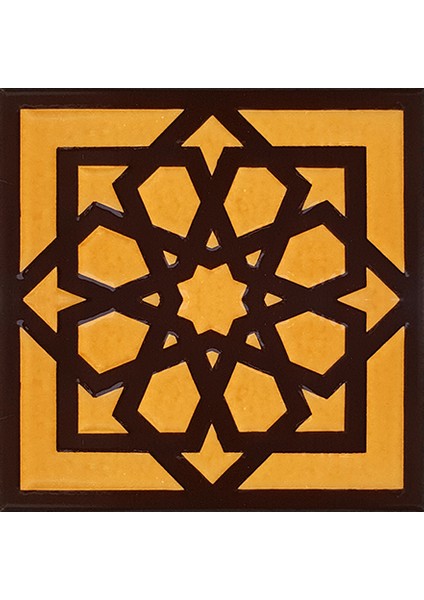 20x20 Cm SP 101 Kahve Türk Yıldızı Kütahya İznik Çini Karo