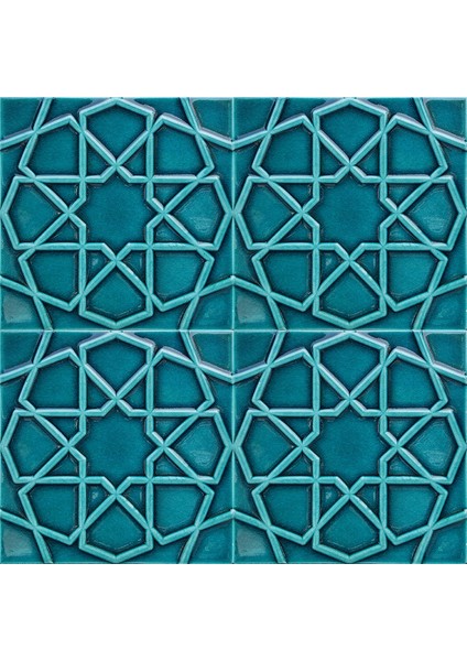 20x20 Cm Rölyefli Turkuaz Selçuklu Yıldızı Deseni Çini Karo fiyatları