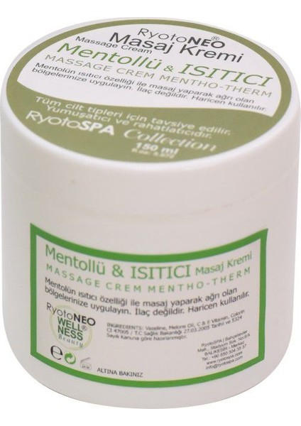 Mentol Çok Amaçlı Masaj Kremi 150 ml