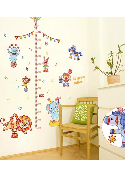 Sevimli Sirk Hayvanları Boy Ölçen Bebek ve Çocuk Odası Dekoru modelleri