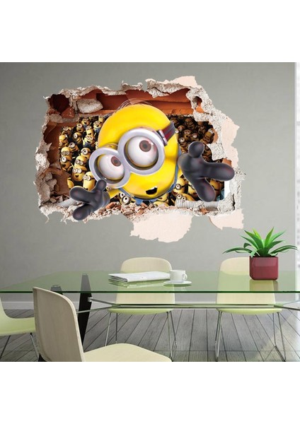 Çocuk Odası Duvar Dekoru Minions Minyonlar 3D Duvar Sticker