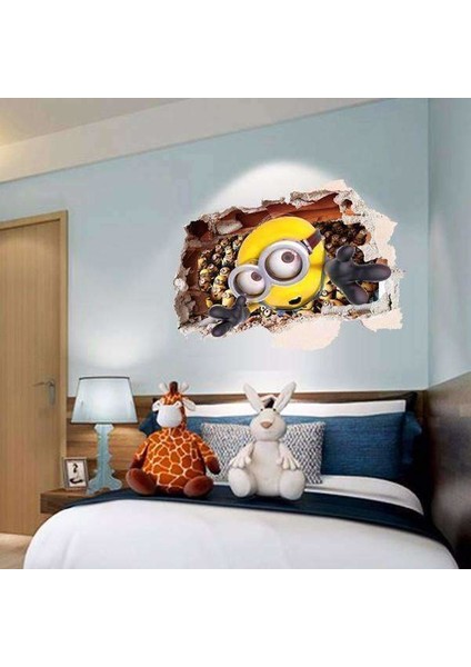 Çocuk Odası Duvar Dekoru Minions Minyonlar 3D Duvar Sticker