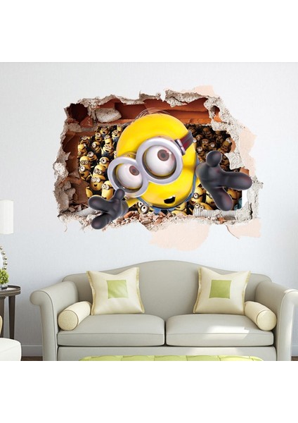 Çocuk Odası Duvar Dekoru Minions Minyonlar 3D Duvar Sticker