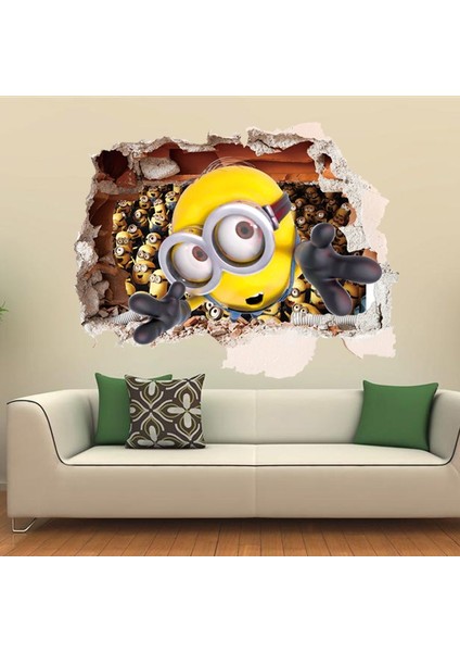 Çocuk Odası Duvar Dekoru Minions Minyonlar 3D Duvar Sticker