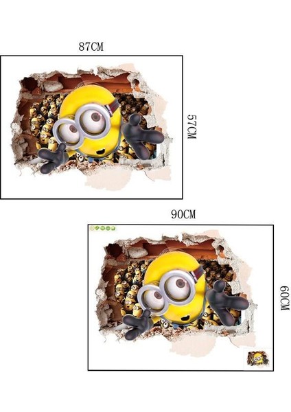 Çocuk Odası Duvar Dekoru Minions Minyonlar 3D Duvar Sticker